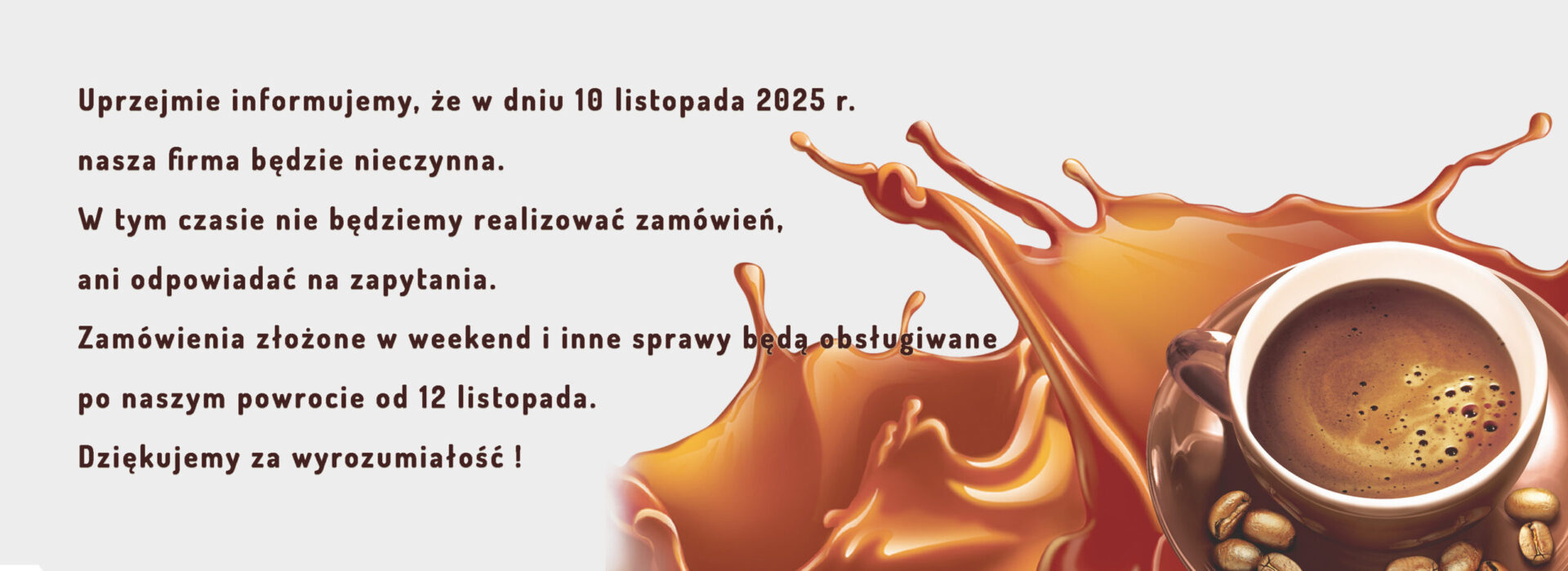 INFORMACJA o urlopie 10 listopada